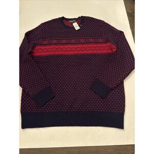 Brooks Brothers Merino Wool Fair Isle Pullover Sweater Men's XXL Red & Blue‎ NWT